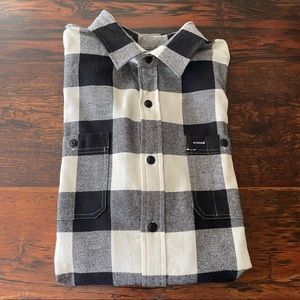 GAP Men's Long Sleeve Flannel Shirt Black & White Buffalo Check Size M